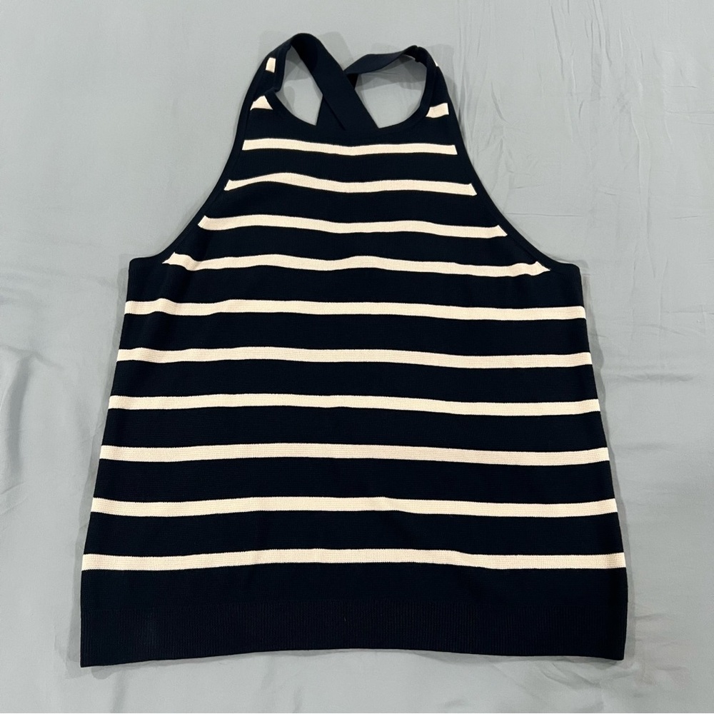 BANANA REPUBLIC Navy & White Striped Sleeveless Sweater knit Tank Top | SIZE XL